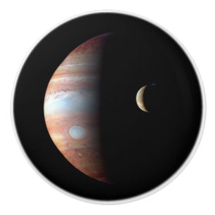 Bouton De Porte En Céramique Jupiter Géant Gaz Planète & Io Galilée Lune