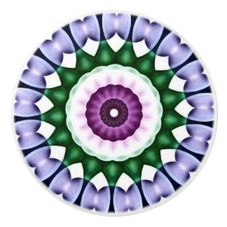 Bouton De Porte En Céramique Kaléidoscope lumineux de fleur avec le
