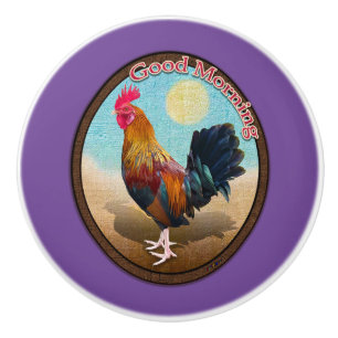 Bouton De Porte En Céramique Key West - Coq tzigane Good Morning Vintage Oval