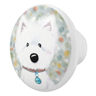 Bouton De Porte En Céramique KiniArt Westie Impressions Ceramic Knob
