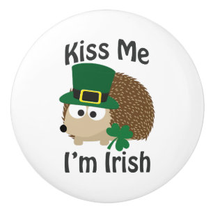 Bouton De Porte En Céramique Kiss Me Im Jour de la Saint Patrick Irlandais Hedg