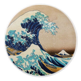 Bouton De Porte En Céramique La grande vague par le Japonais vintage de Hokusai