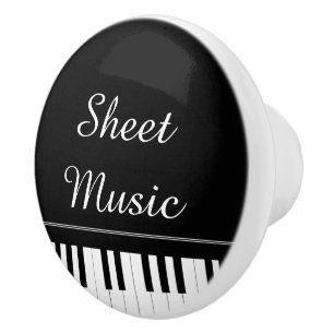 Bouton De Porte En Céramique La musique de feuille a marqué le piano à queue