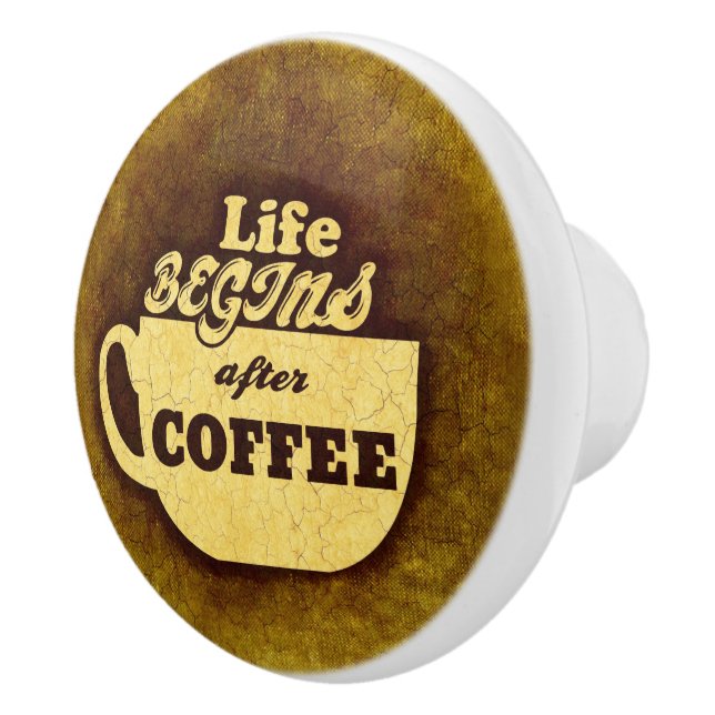 Bouton De Porte En Céramique La vie commence après le café (Droite)