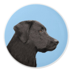 Bouton De Porte En Céramique Labrador Retriever Black Peinture Original Chien A