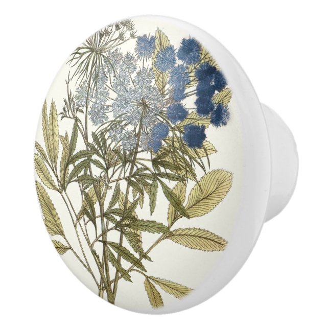 Bouton De Porte En Céramique Lacy Feuilles - Fleurs et verdure (Droite)