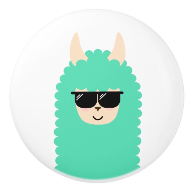 Bouton De Porte En Céramique Lama frais d'Emoji (Devant)