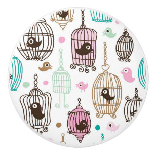 Bouton De Porte En Céramique l'amour de cage à oiseaux badine le motif