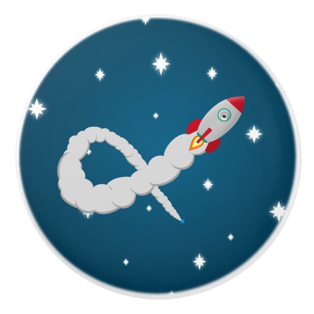 Bouton De Porte En Céramique Lancement d'une fusée spatiale dans l'espace (Devant)