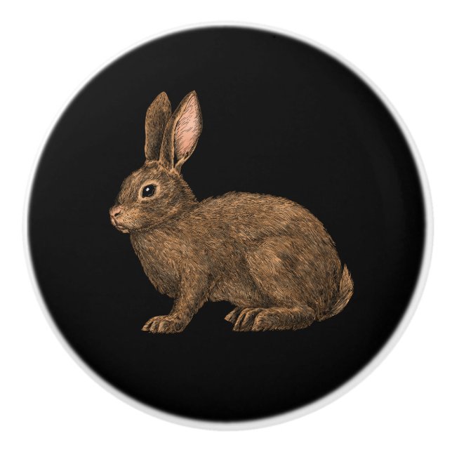 Bouton De Porte En Céramique Lapin 2 (Devant)