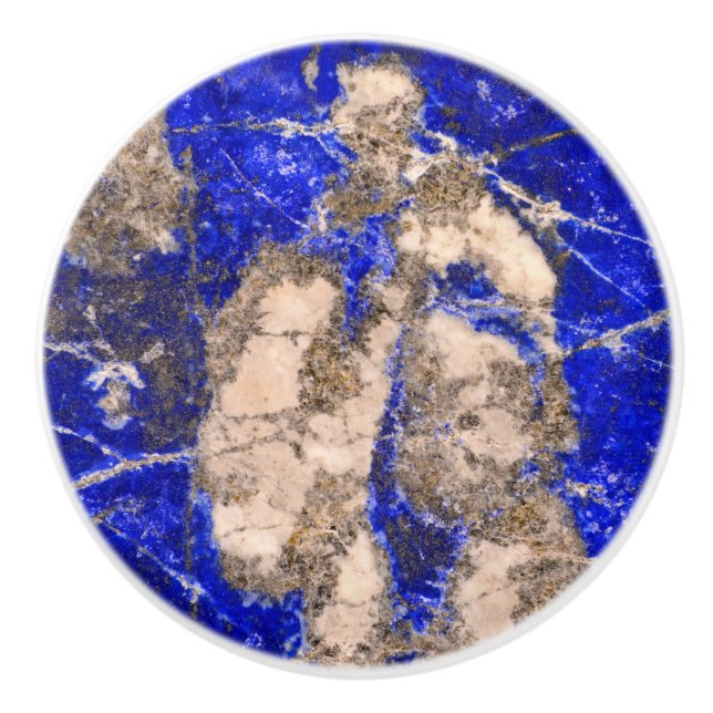 Bouton De Porte En Céramique Lapis Abstrait Lazuli Granite Bleu (Devant)