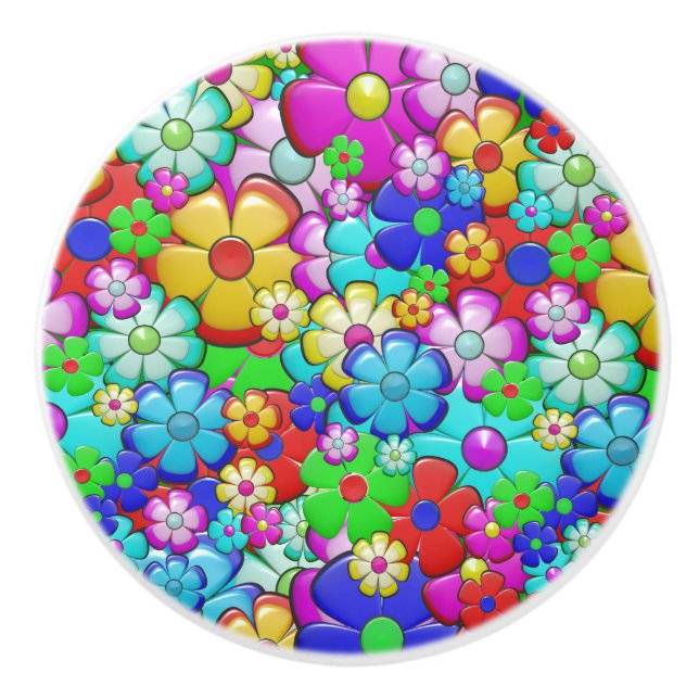 Bouton De Porte En Céramique L'art floral rétro (Devant)