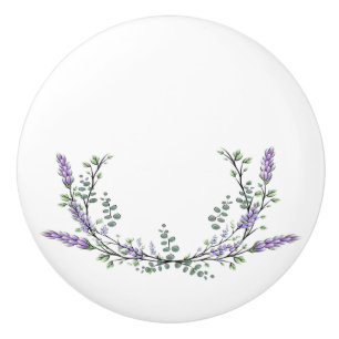 Bouton De Porte En Céramique Lavande et Eucalyptus