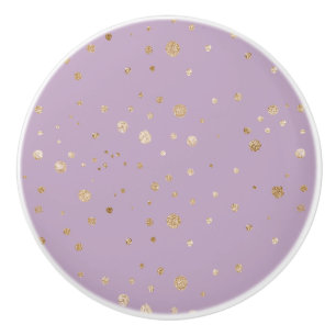 Bouton De Porte En Céramique Lavande pâle avec Cercles de Glitterie