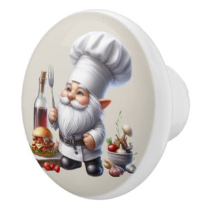 Bouton De Porte En Céramique Le chef cool gnome amoureux