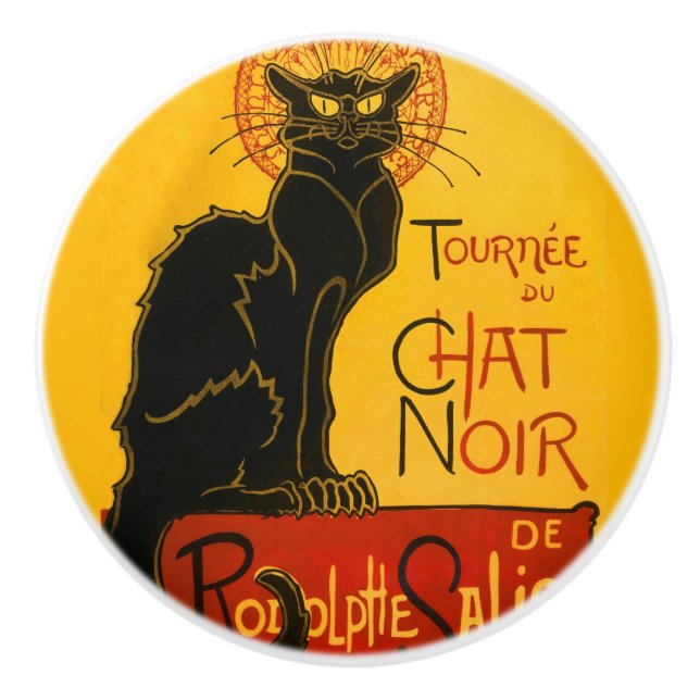 Bouton De Porte En Céramique Le Conversation Noir Le Chat Noir (Devant)
