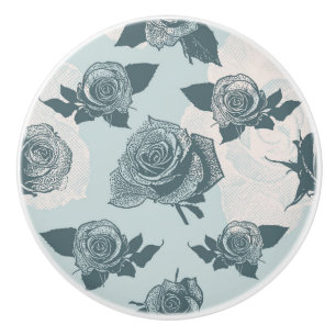 Bouton De Porte En Céramique Le motif floral avec s'est levé