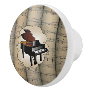 Bouton De Porte En Céramique Le piano sur le ~ de nuage a roulé le ~ d'arrière