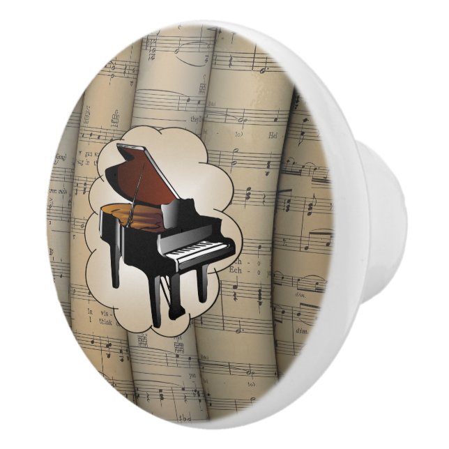 Bouton De Porte En Céramique Le piano sur le ~ de nuage a roulé le ~ d'arrière (Droite)