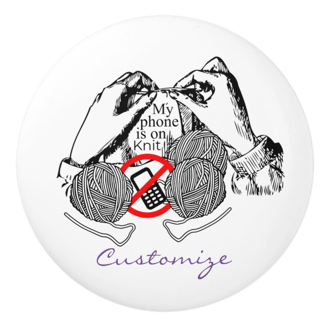 Bouton De Porte En Céramique Le téléphone est sur Knit Thunder_Cove (Devant)