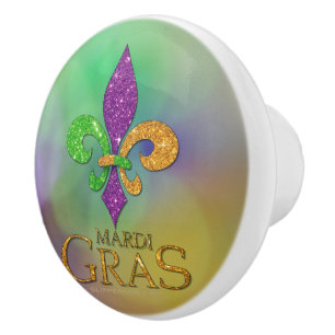 Bouton De Porte En Céramique Le vert violet doré festif de SlipperyJoe sur le t