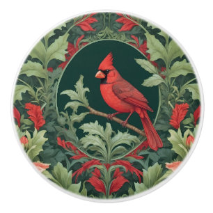 Bouton De Porte En Céramique L'Élégant Cardinal du Nord William Morris Inspiré
