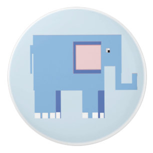 Bouton De Porte En Céramique L'éléphant bleu face à droite