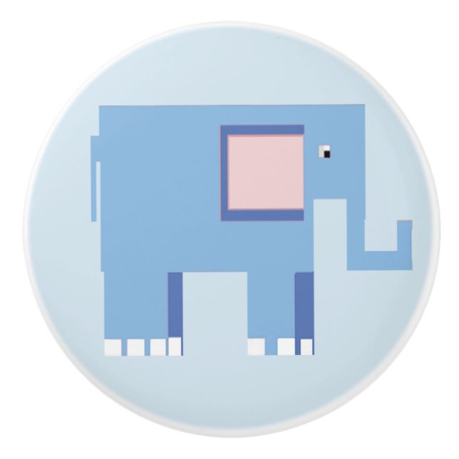 Bouton De Porte En Céramique L'éléphant bleu face à droite (Devant)