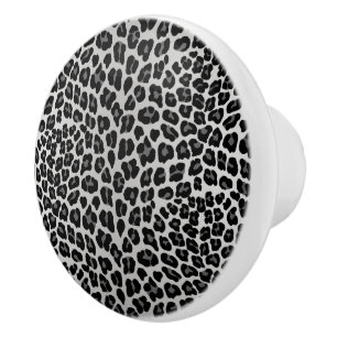 Bouton De Porte En Céramique léopard des neiges