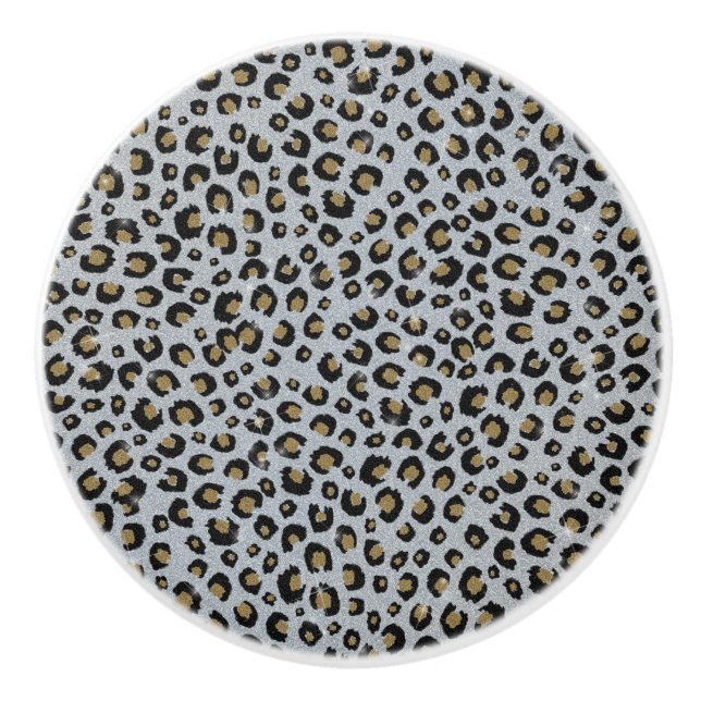 Bouton De Porte En Céramique Léopard noir de l'or (Devant)