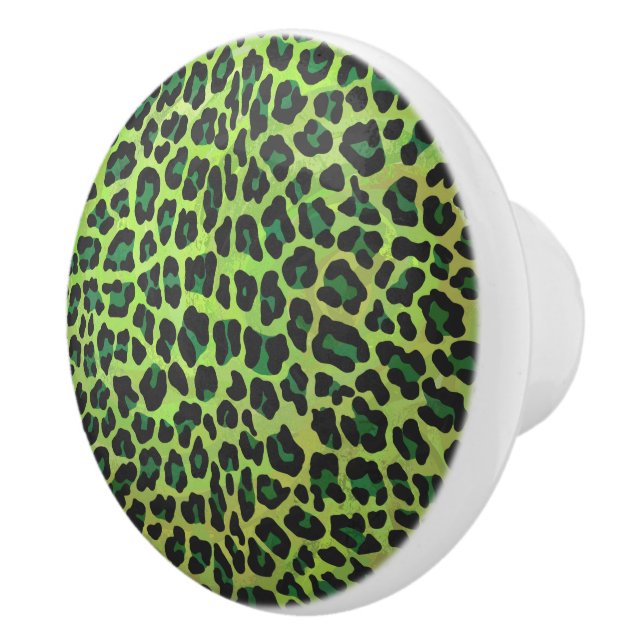 Bouton De Porte En Céramique Léopard noir et vert (Droite)