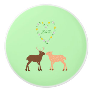 Bouton De Porte En Céramique Les Deux et Daisy Heart Custom