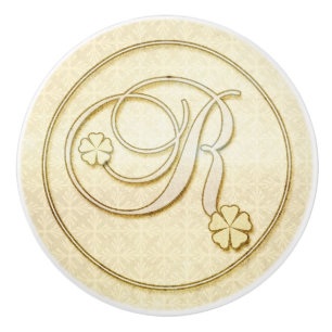 Bouton De Porte En Céramique LETTRE INITIALE MONÂTRE vintage R