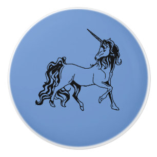 Bouton De Porte En Céramique Licorne bleue