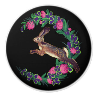 Bouton De Porte En Céramique Lièvre de Mars en céramique Croissant de Lune