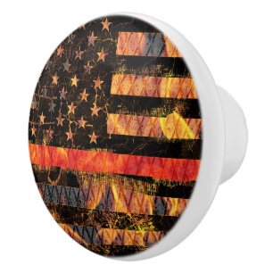 Bouton De Porte En Céramique Ligne rouge mince et flammes