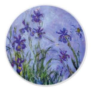 Bouton De Porte En Céramique Lilac Irises Monet