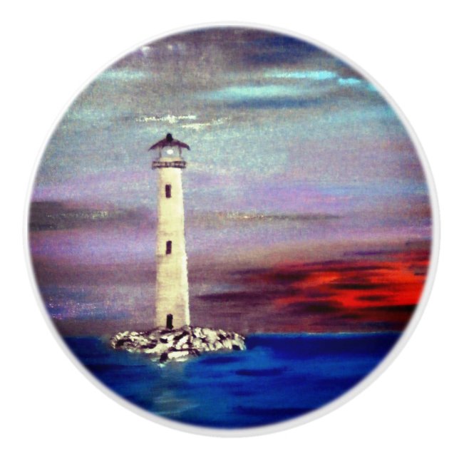 Bouton De Porte En Céramique L'île Lighthouse (Devant)