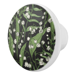 Bouton De Porte En Céramique Lily de la Vallée Floral Ceramic Knob