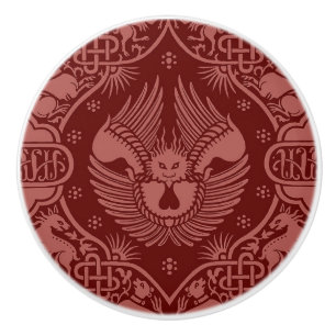 Bouton De Porte En Céramique Lion à ailes médiévales