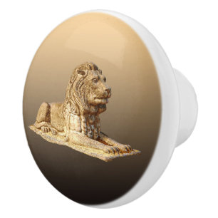 Bouton De Porte En Céramique Lion de pierre
