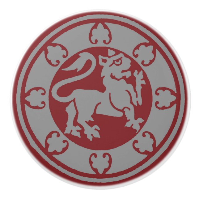 Bouton De Porte En Céramique Lion médiéval (Devant)