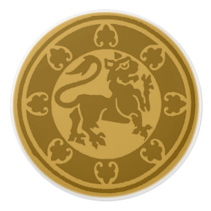 Bouton De Porte En Céramique Lion médiéval