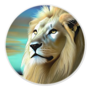 Bouton De Porte En Céramique Lions majestueux Ethereal