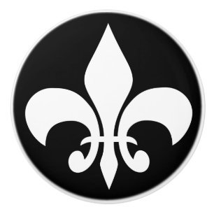 Bouton De Porte En Céramique Lis français blanc moderne Fleur-De-lis sur le