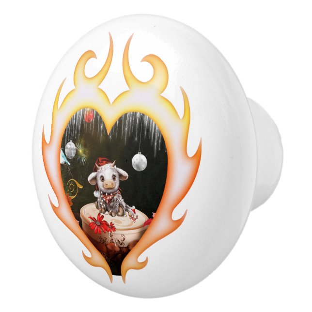Bouton De Porte En Céramique Little christmas cow (Droite)