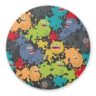 Bouton De Porte En Céramique Little cute funny monsters