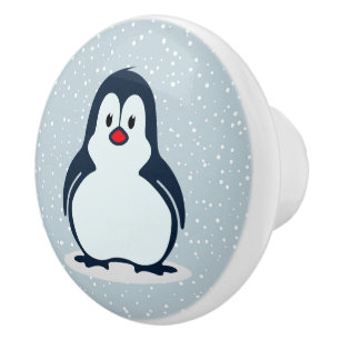 Bouton De Porte En Céramique Little Penguin Design neigeux Ceramic Knob