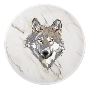 Bouton De Porte En Céramique Loup
