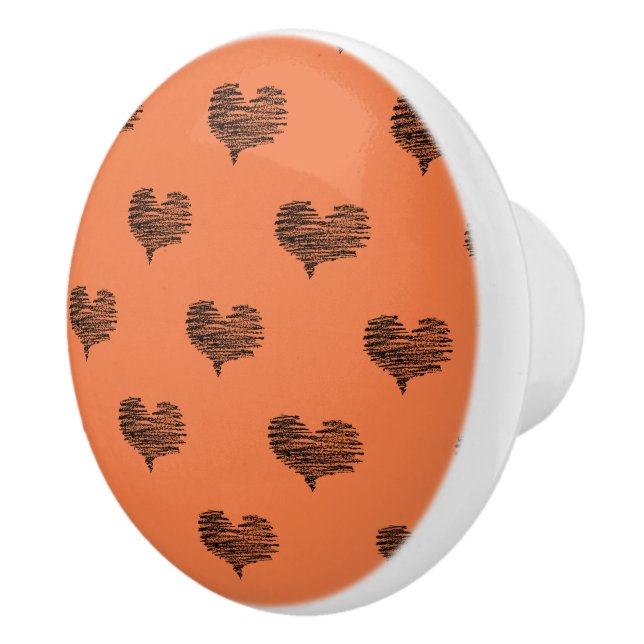 Bouton De Porte En Céramique Love Valentine's Day Black Heart croquis (Droite)